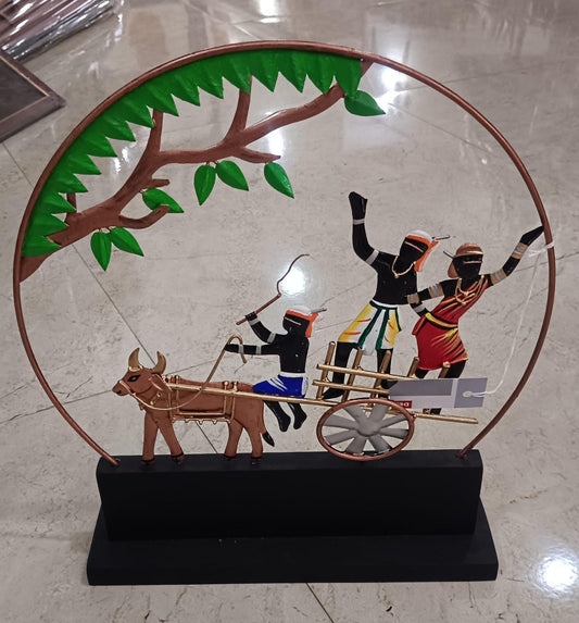 Maadia Maadin couple on a bull cart wall hanging