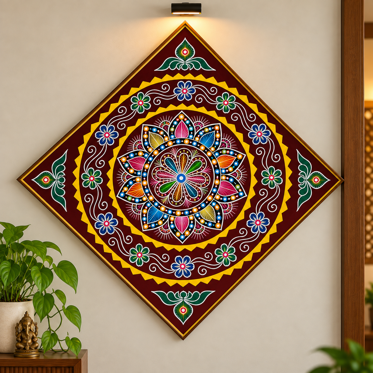 Multicolour Flower Design Hanging Pipli Work