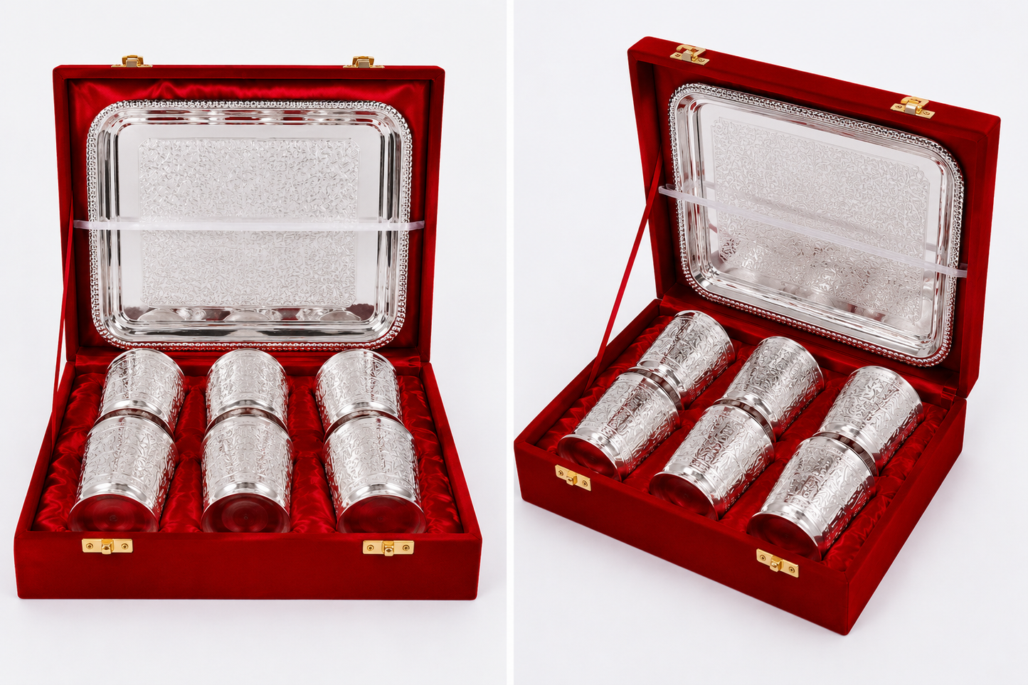 Silver Brass Set Of 6 Glasses