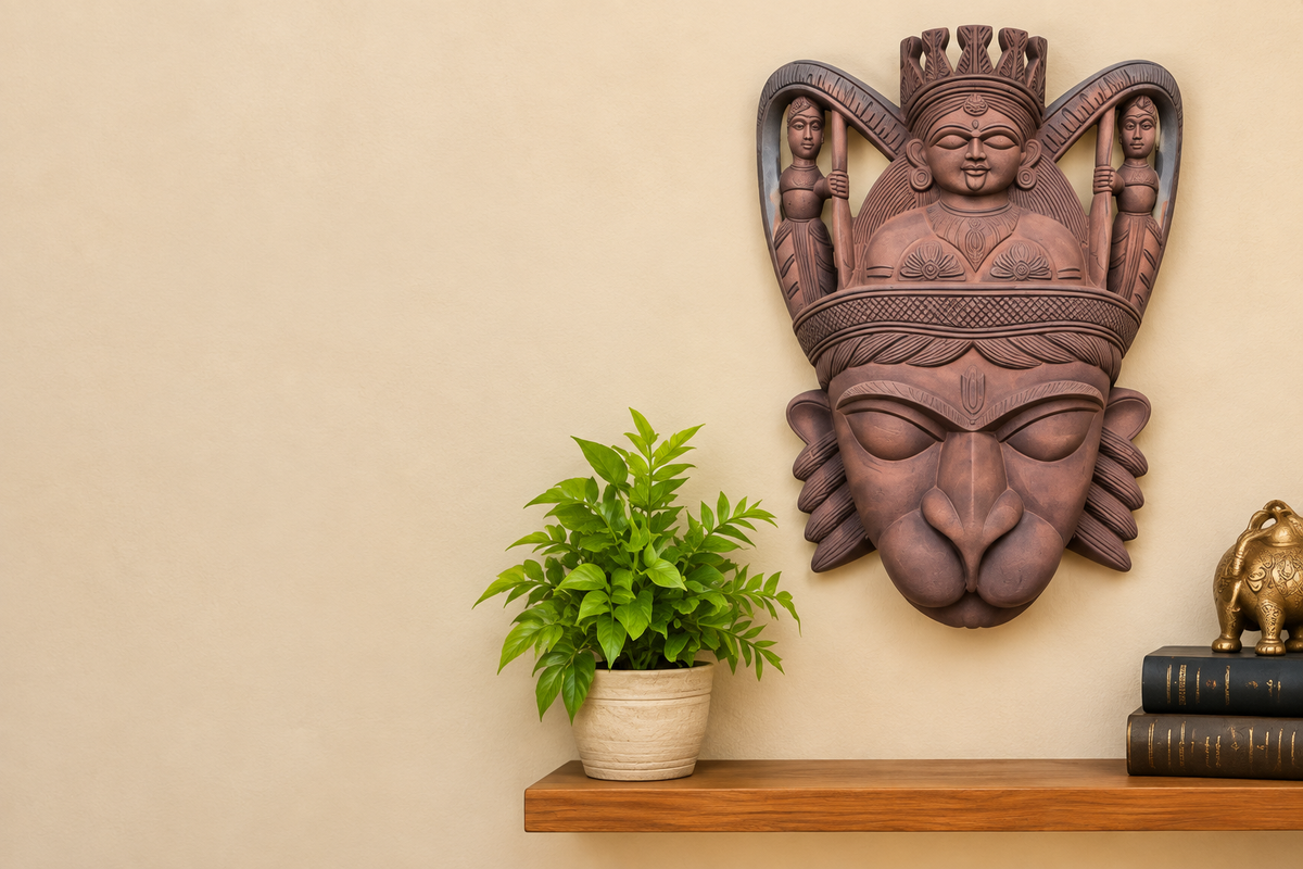Glorious Hanuman Wooden Kushmandi Mask