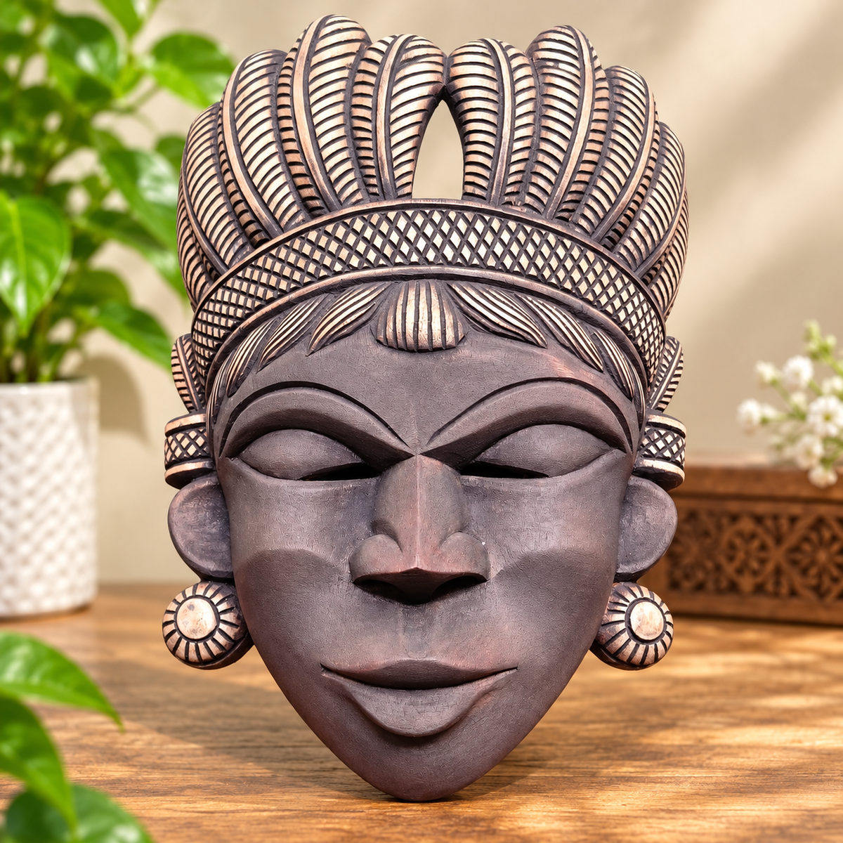 Black Tribal Face Kushmandi Mask