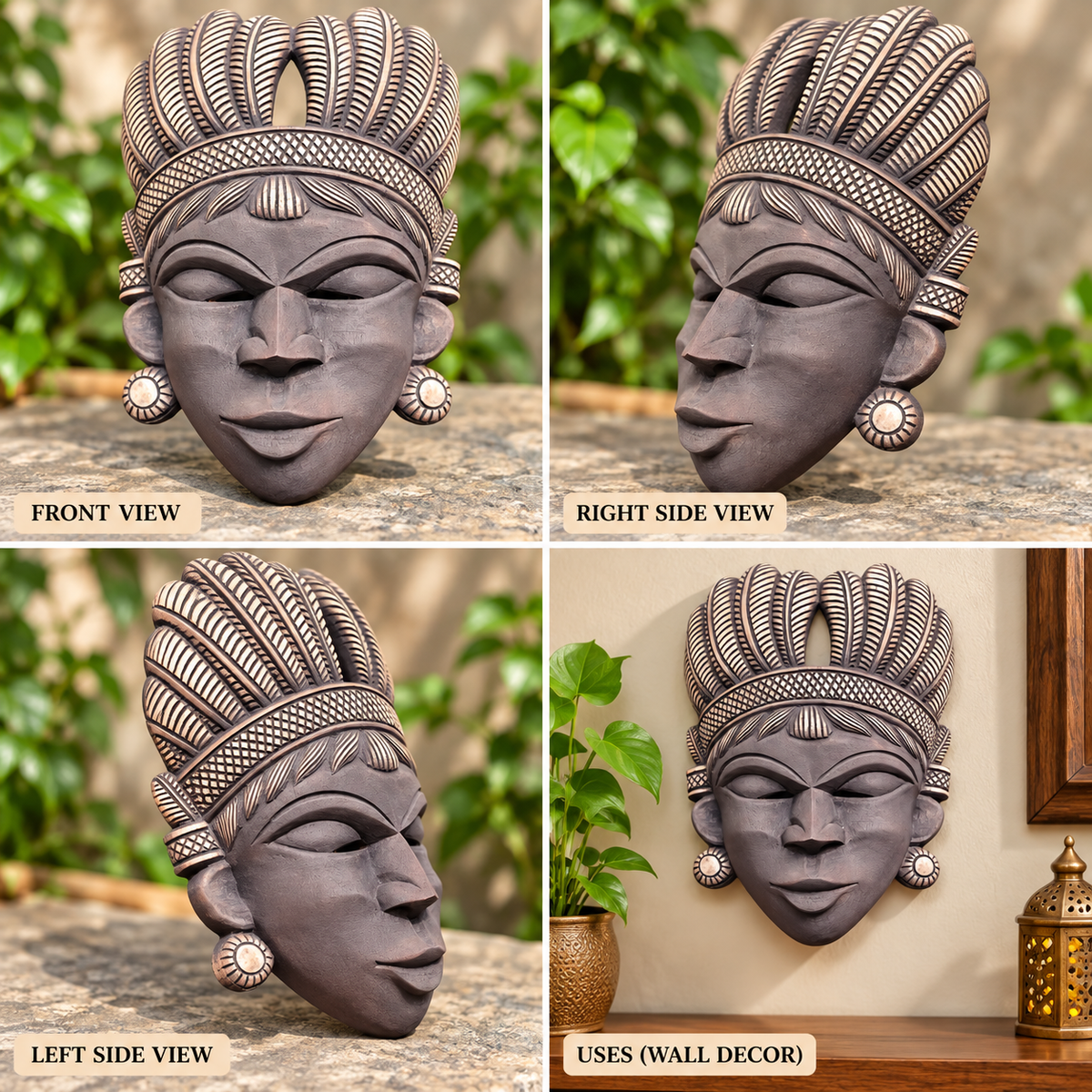 Black Tribal Face Kushmandi Mask