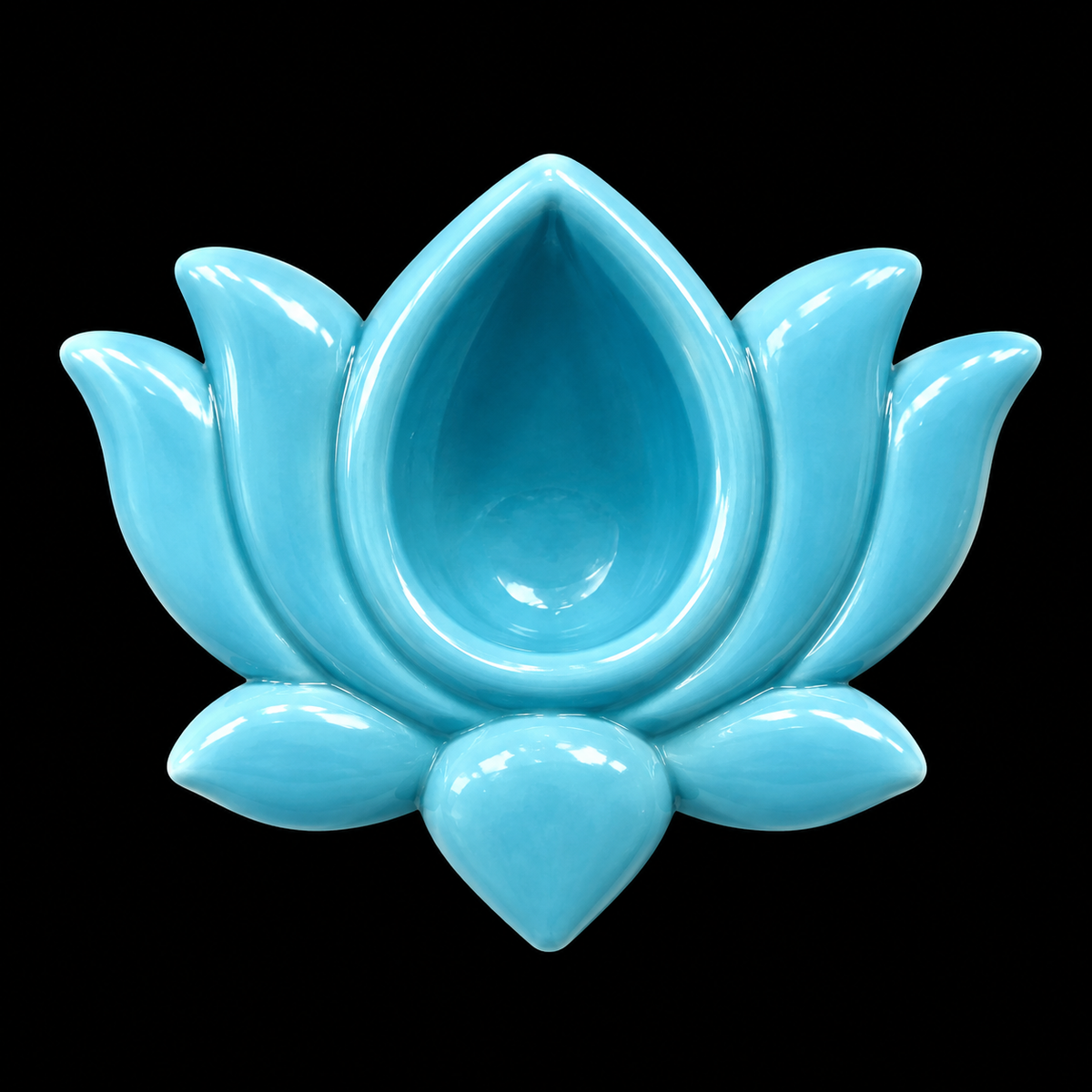 Blue Pottery Lotus Diya Blue