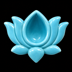 Blue Pottery Lotus Diya Blue