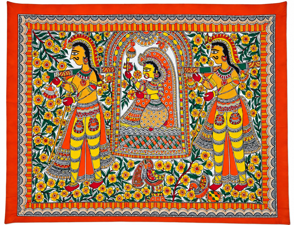 Princess In The Dholi Madhubani Painting