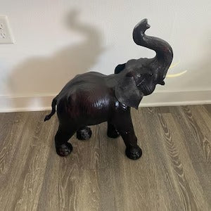 Handcrafted Leather African Elephant - 24 Inch