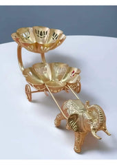 Elephants Cart Biggest Plus 6 Elephants Tealight (Aluminum And Iron Made)