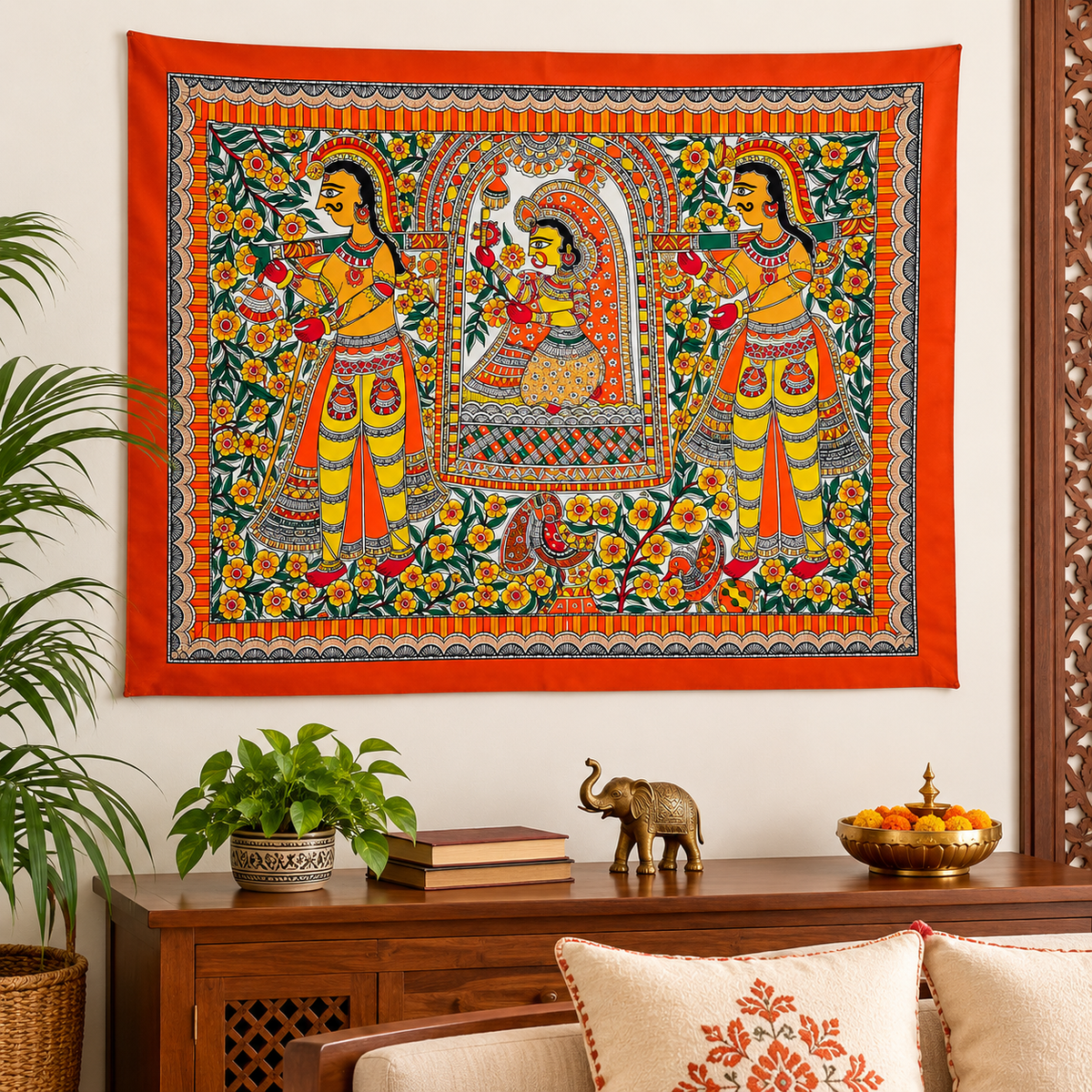 Princess In The Dholi Madhubani Painting