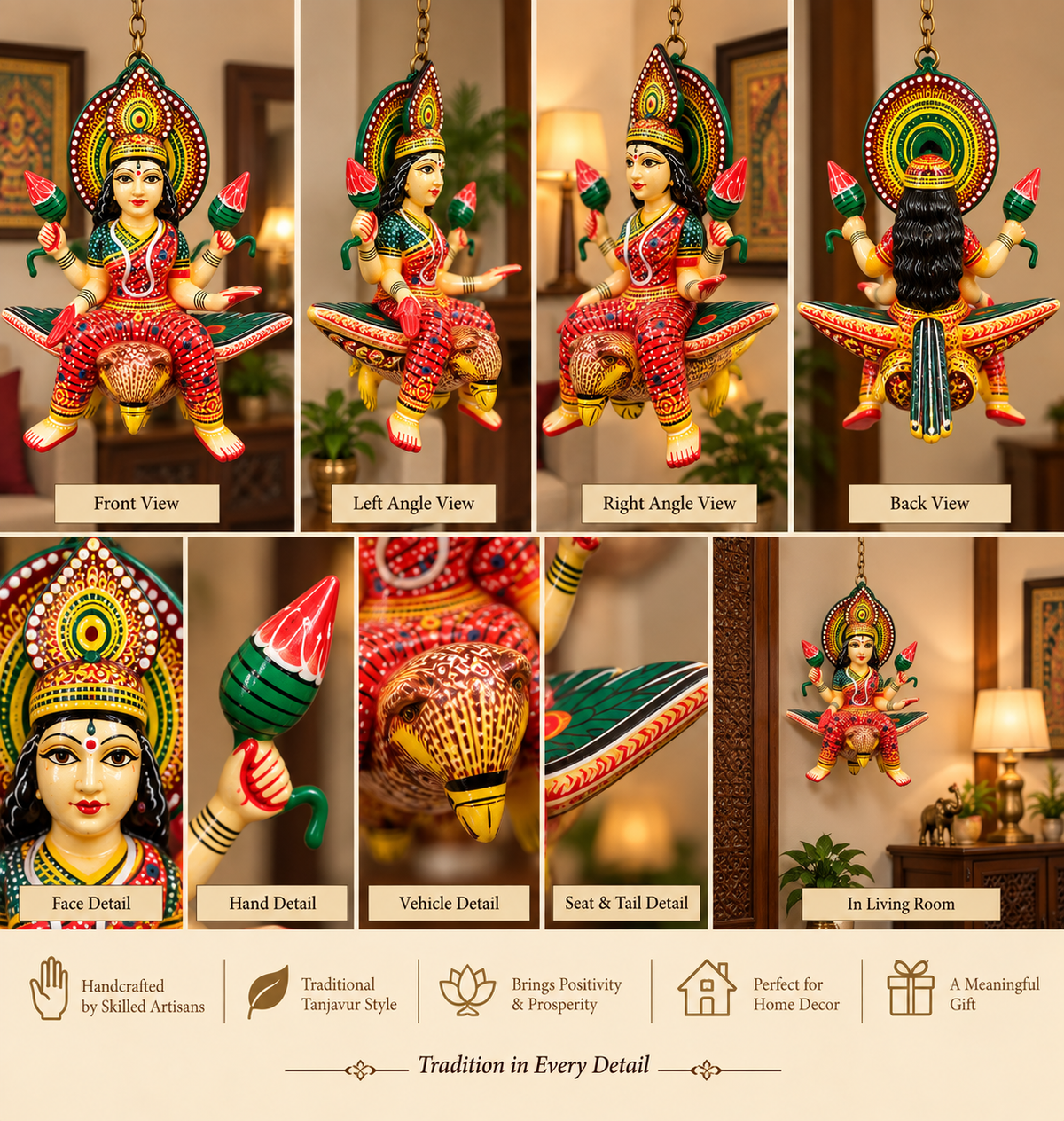 Varanasi Wooden Toy Goddess Laxmi Flying Statue