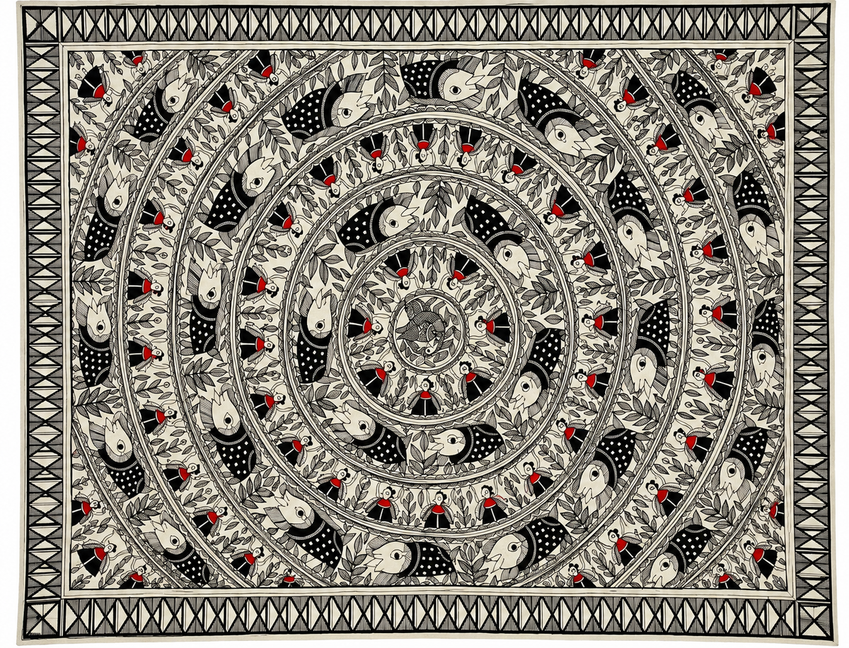 Beautiful Navaratan Haathi Madhubani Painting