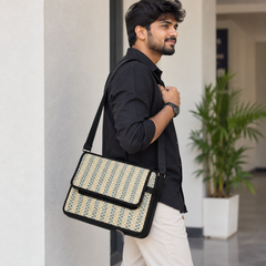 Madur Kathi Laptop Bag in Yellow & Black Colour