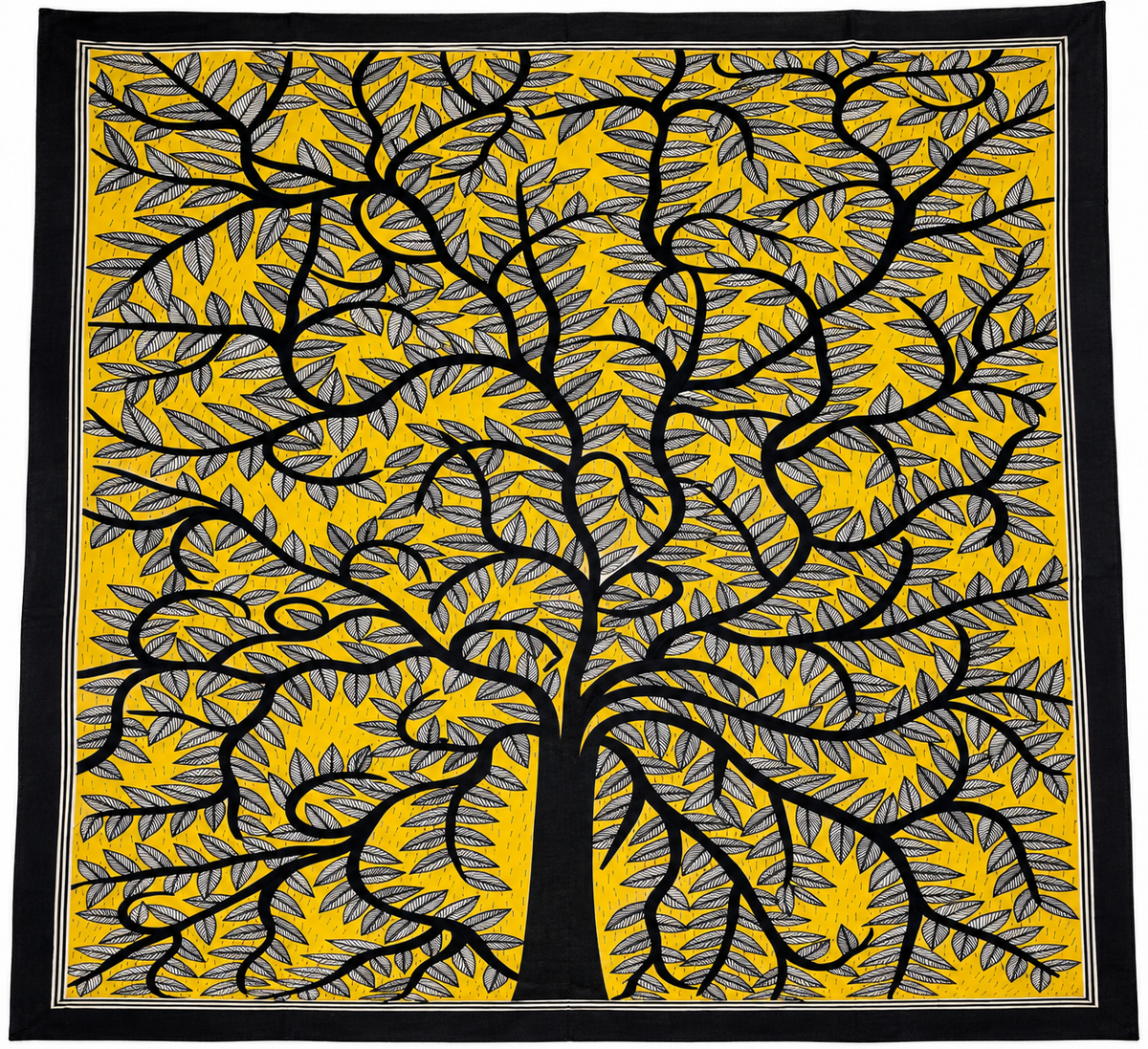 Colourful Yellow tree Madhubani Painting