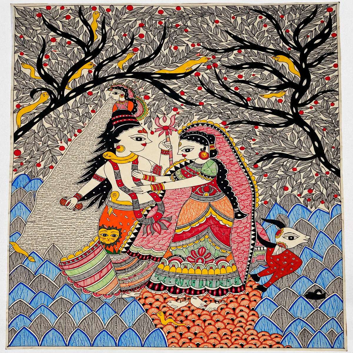 Shiva & Parvathi Wedding Madhubani Painting