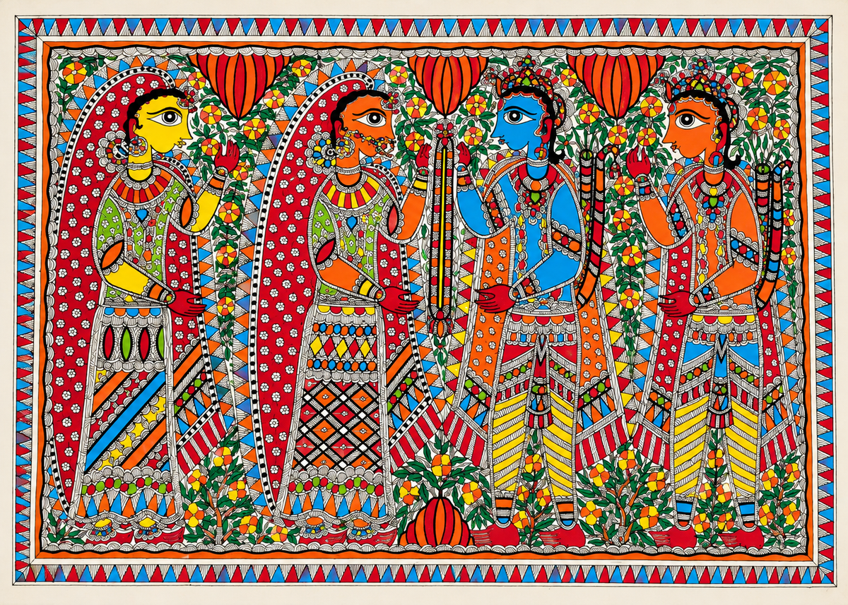 Ram & Sita Wedding Madhubani Painting