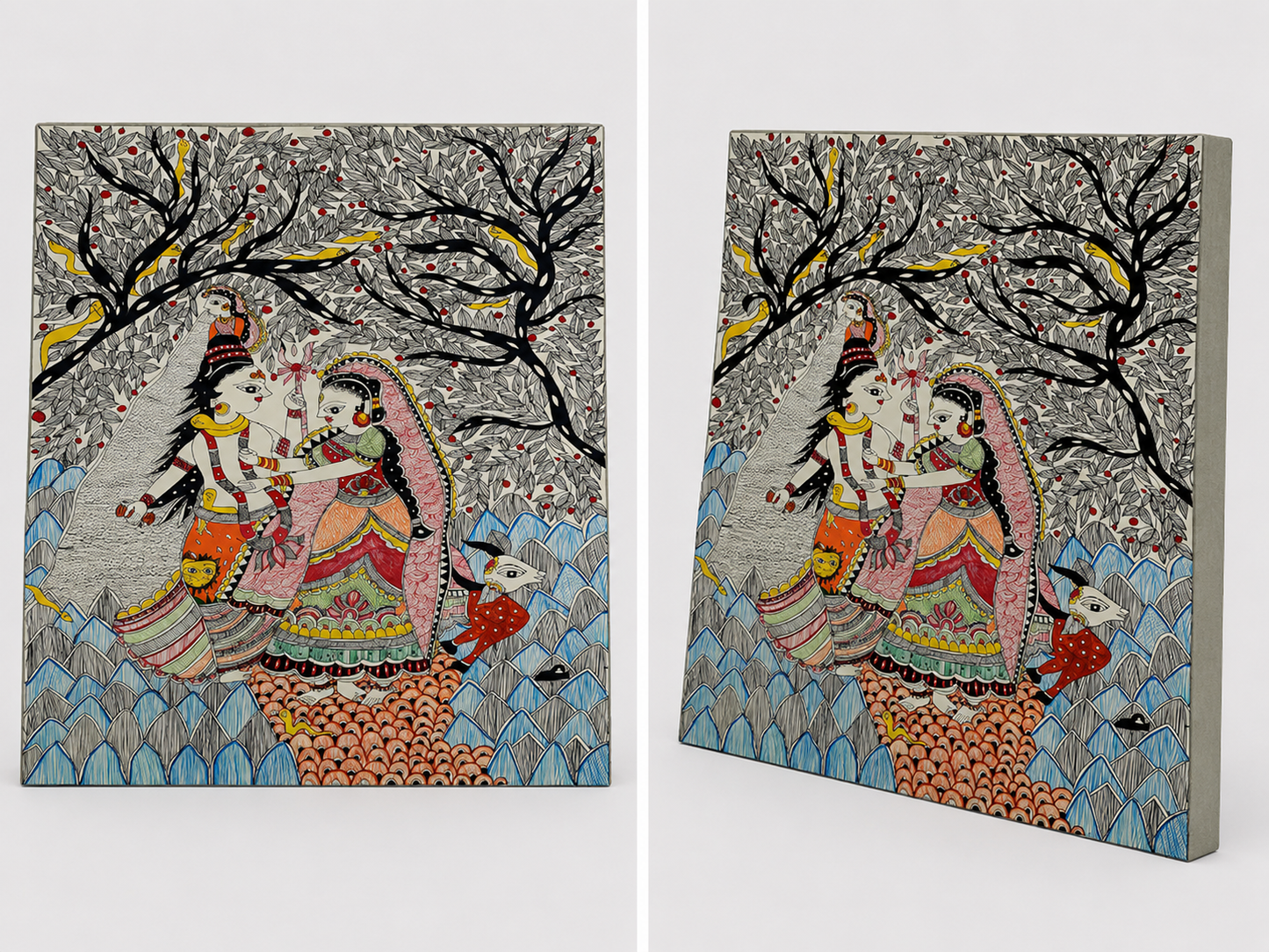 Shiva & Parvathi Wedding Madhubani Painting