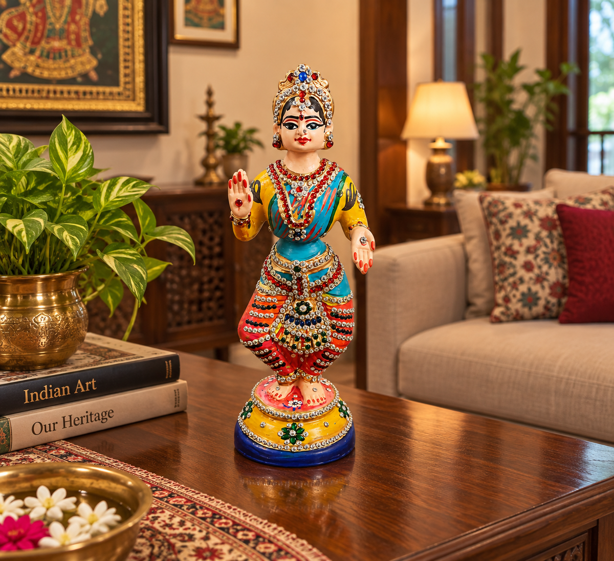 Multicolored Thanjavur Dancing Doll - 12 Inch