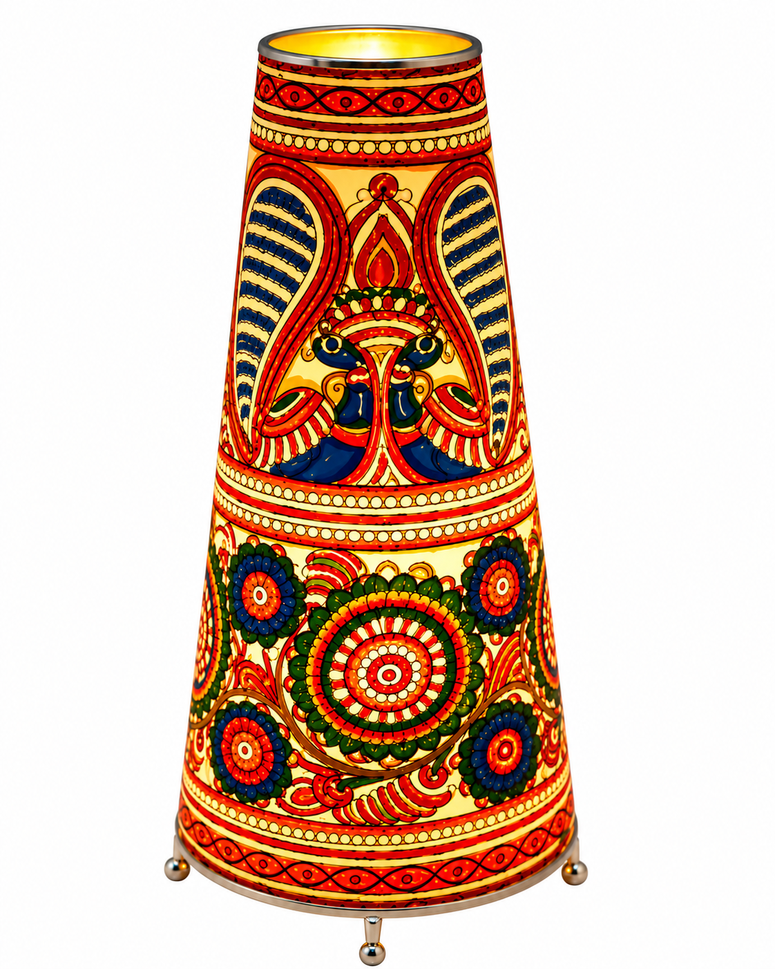 Leather Puppetry Handpanited Floor Lampshade Peacock Print