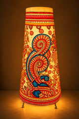 Andhra Pradesh Leather Puppetry Peacock Printed Decorative Showpiece Lamp
