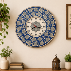 Elegant Handpainted Traditional Blue Design Clock