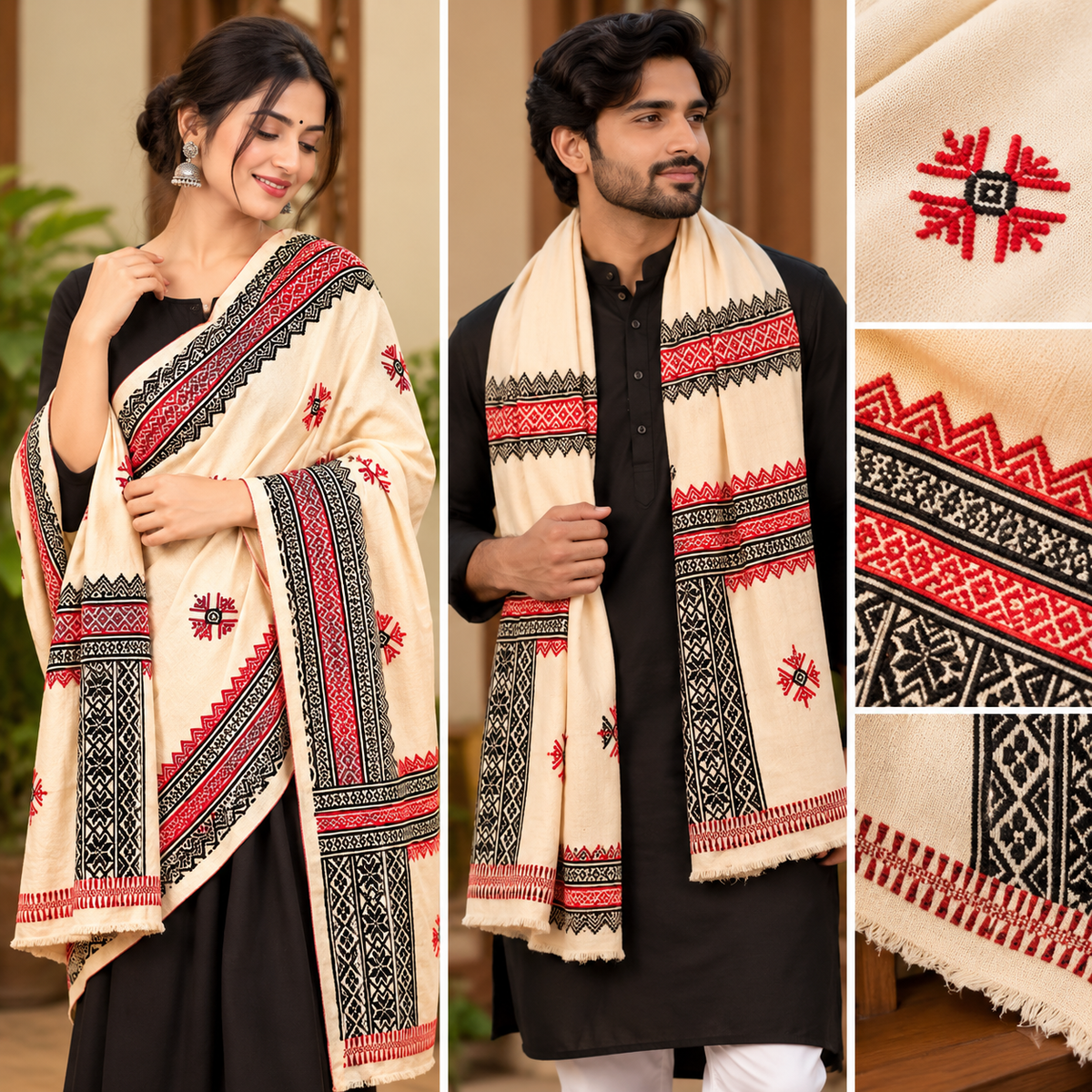 Toda Embroidered Patterned Shawl for Men and Women