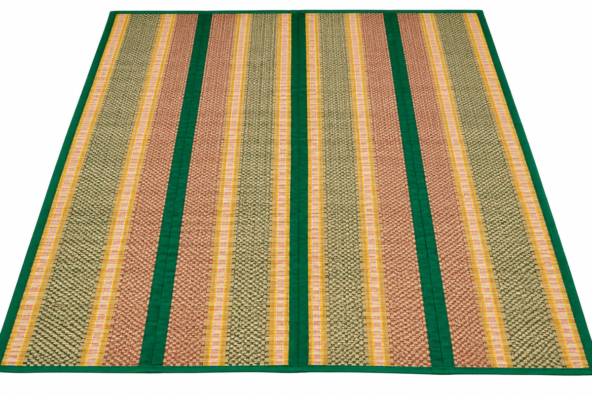 Beautiful Beige & Green Madur Kathi Mat