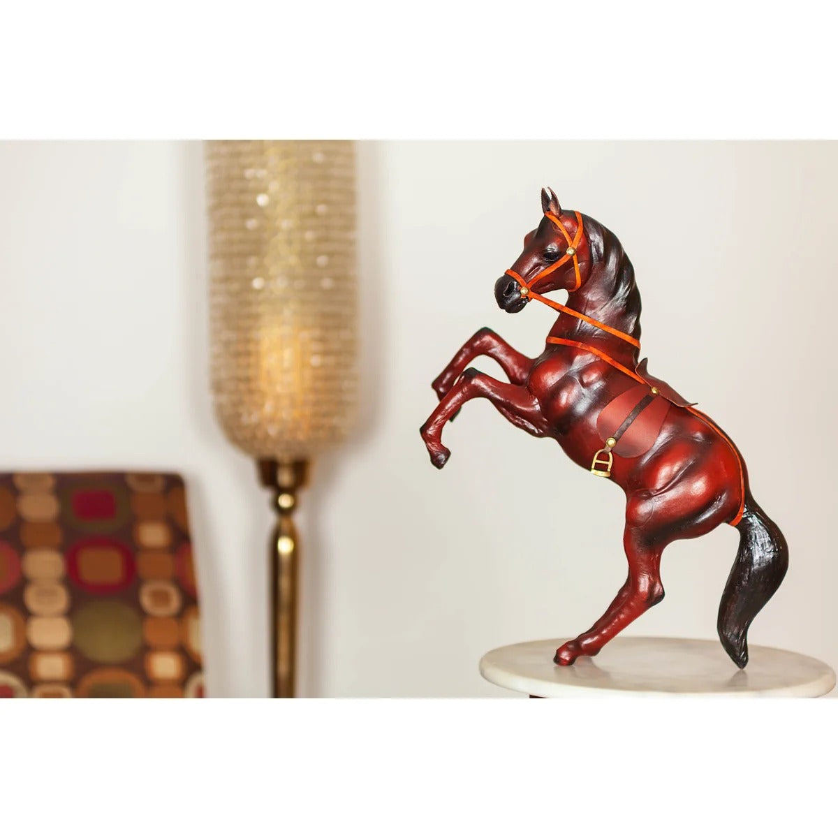 Leather Handicraft Jumping Horse - 24 Inch