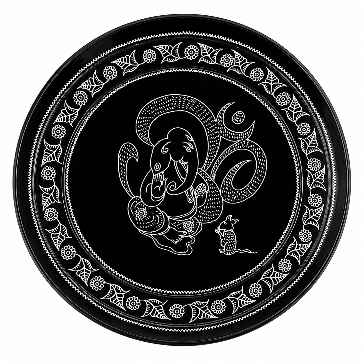 Handmade Eco-friendly Beautiful Black Pottery of Nizamabad Round Shaped Wall Hanging Of Lord Ganesha