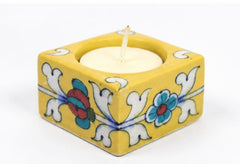 Handmade Blue Pottery of Jaipur Candle Stand (Set of 4)