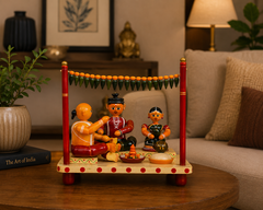 Handmade Lacquer Wooden Etikoppaka Toy Of Marriage Set
