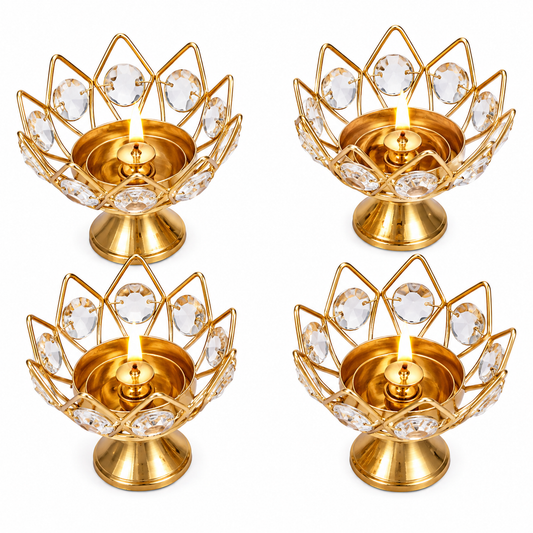 Iron+Crystal Table Top Diyas Set of 4