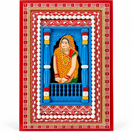 3D PAHADI JHAROKHAWITH AIPAN IN BOX FRAME