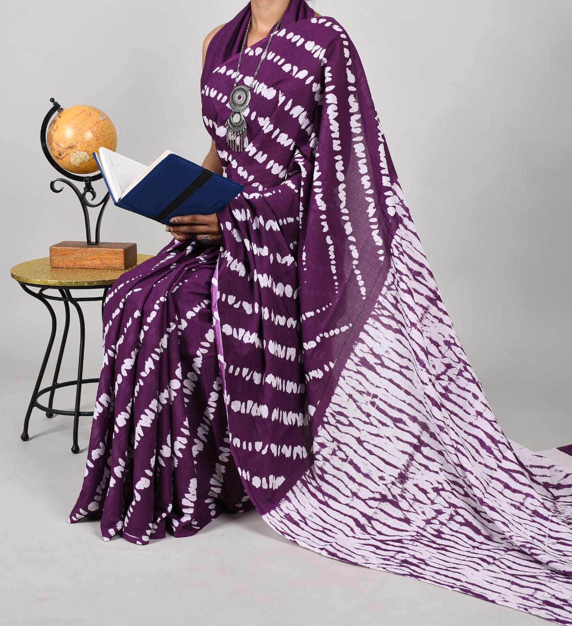 Bagru Natural Hand Block Print Cotton Mulmul Saree With Blouse Style 6