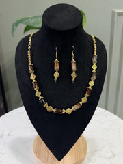 BROWN AGATE STONE NECKLACE SET