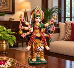 Varanasi Wooden Lacquerware Colorful Statue of Maa Durga