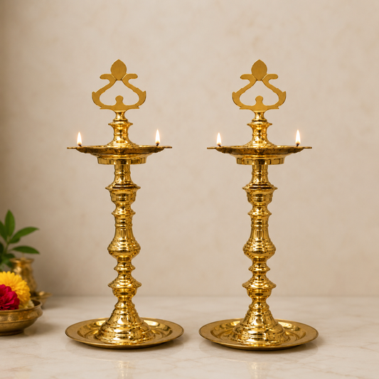 Nachiarkoil Brass lamps - 16 Inches - 2.5kg - Set of 2