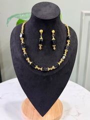 BLACK AGATE STONE NECKLACE SET