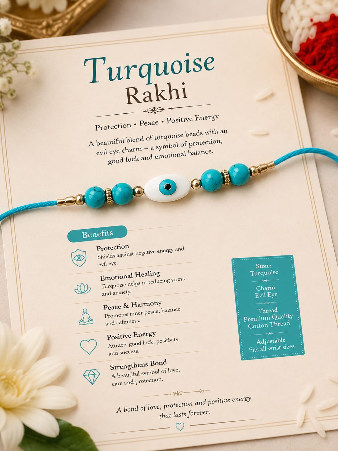 Agates Turquoise Rakhi