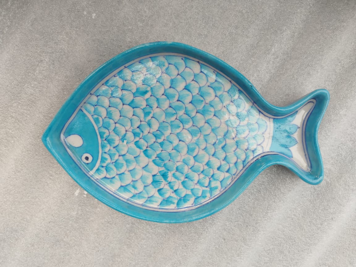 Blue Pottery Fish Wall Hanging