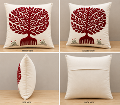 Red Banyan Tree Pipli Appliquie Cushion Cover Single Piece (16
