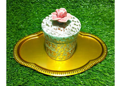 Beautiful Floral Tray With 1 Jar (Iron Made)