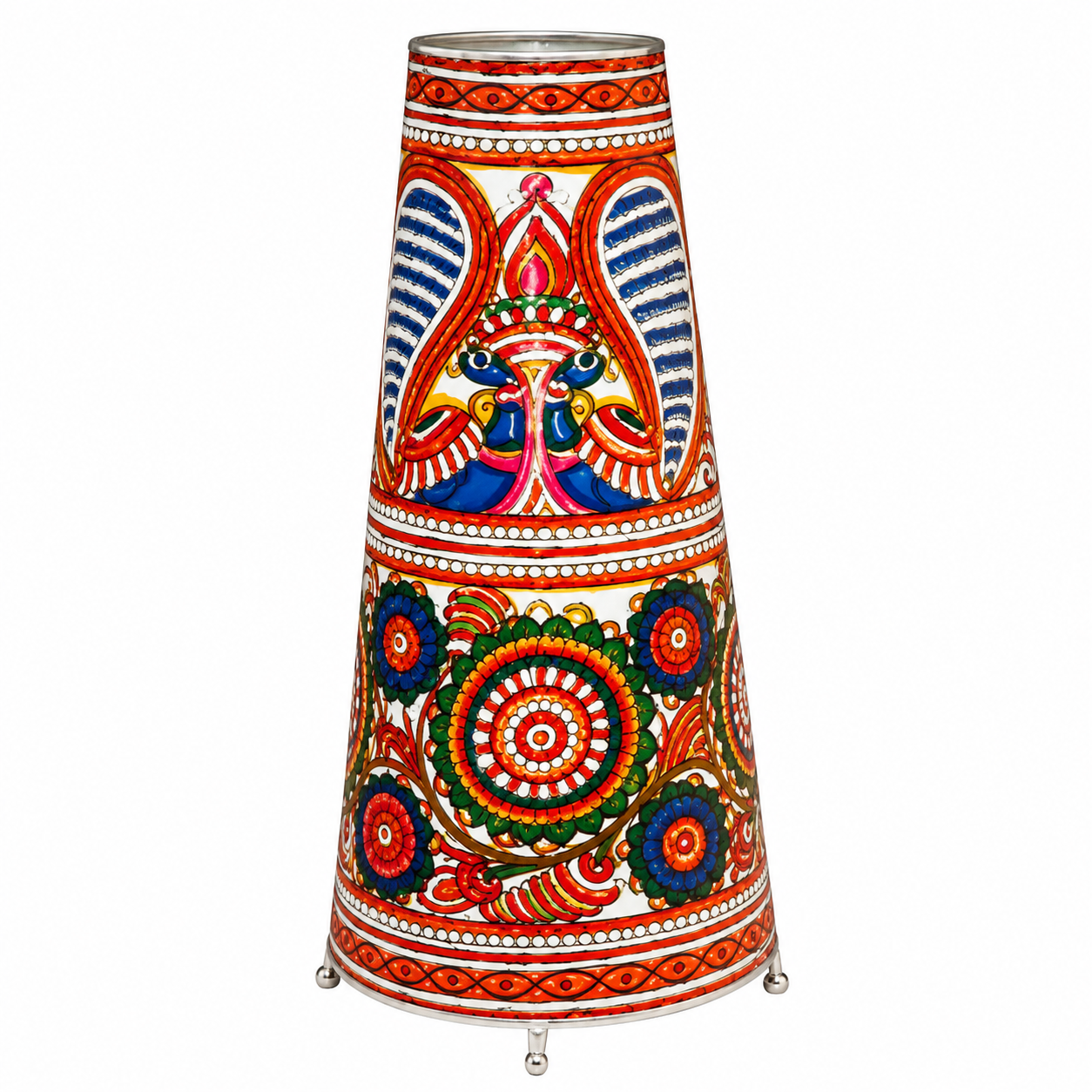 Leather Puppetry Handpanited Floor Lampshade Peacock Print