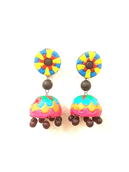 Multi-color Bankura Panchmura Terracotta Craft Necklace Jewellery Set