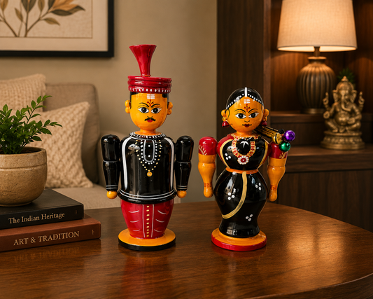 Handmade Lacquer Wooden Etikoppaka Toy Of Love Couple