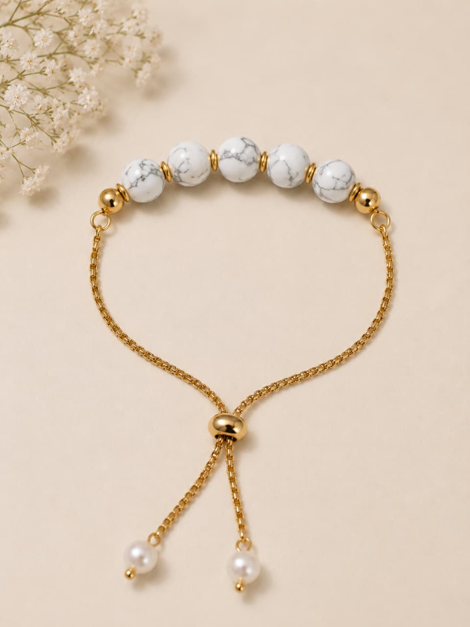 WHITE HOWLITE ADJUSTABLE BRACELET