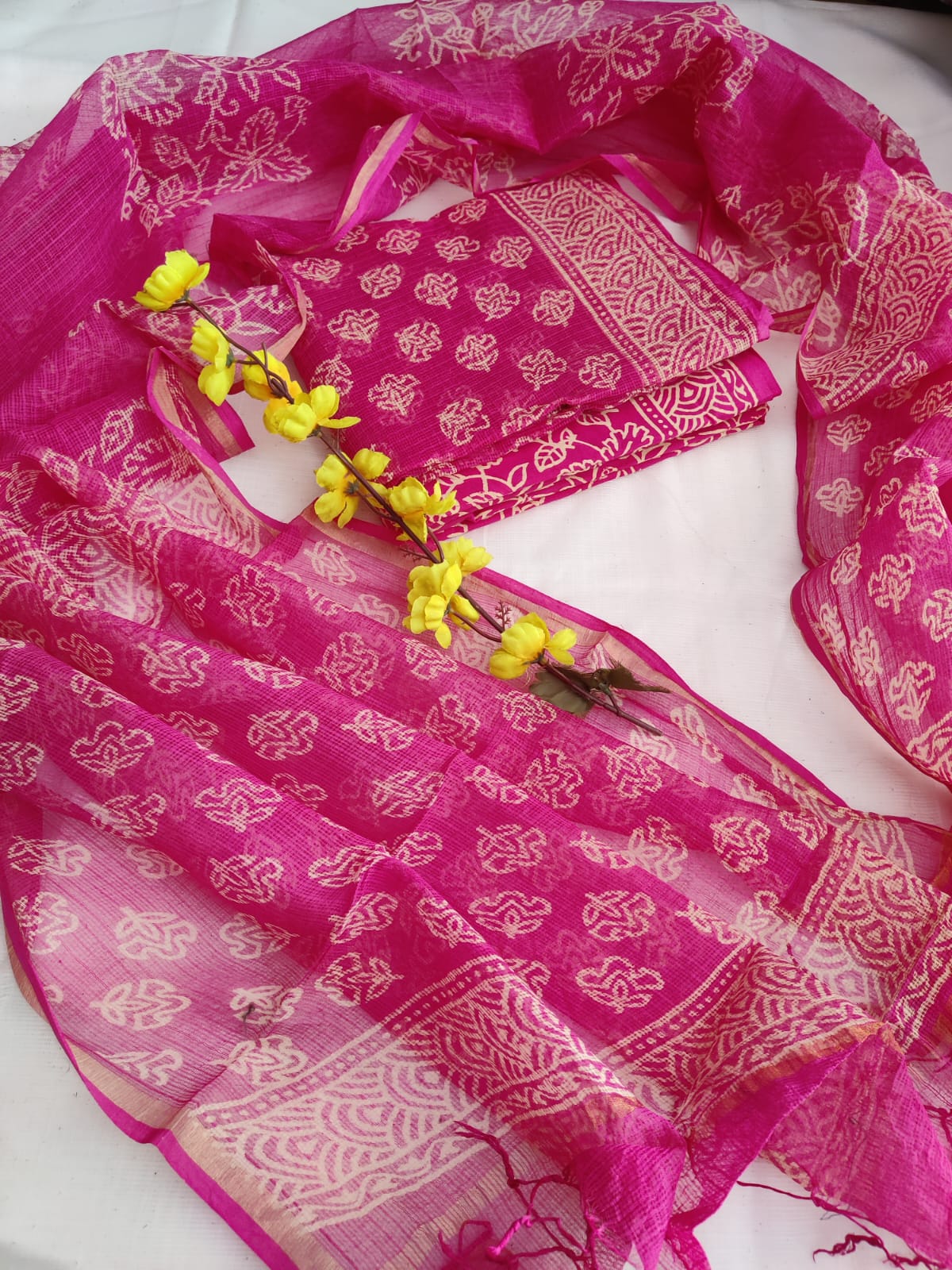 Exclusive Traditional Collection In Summer Wear Hand Block Printed Kota Doriya Suit Material
