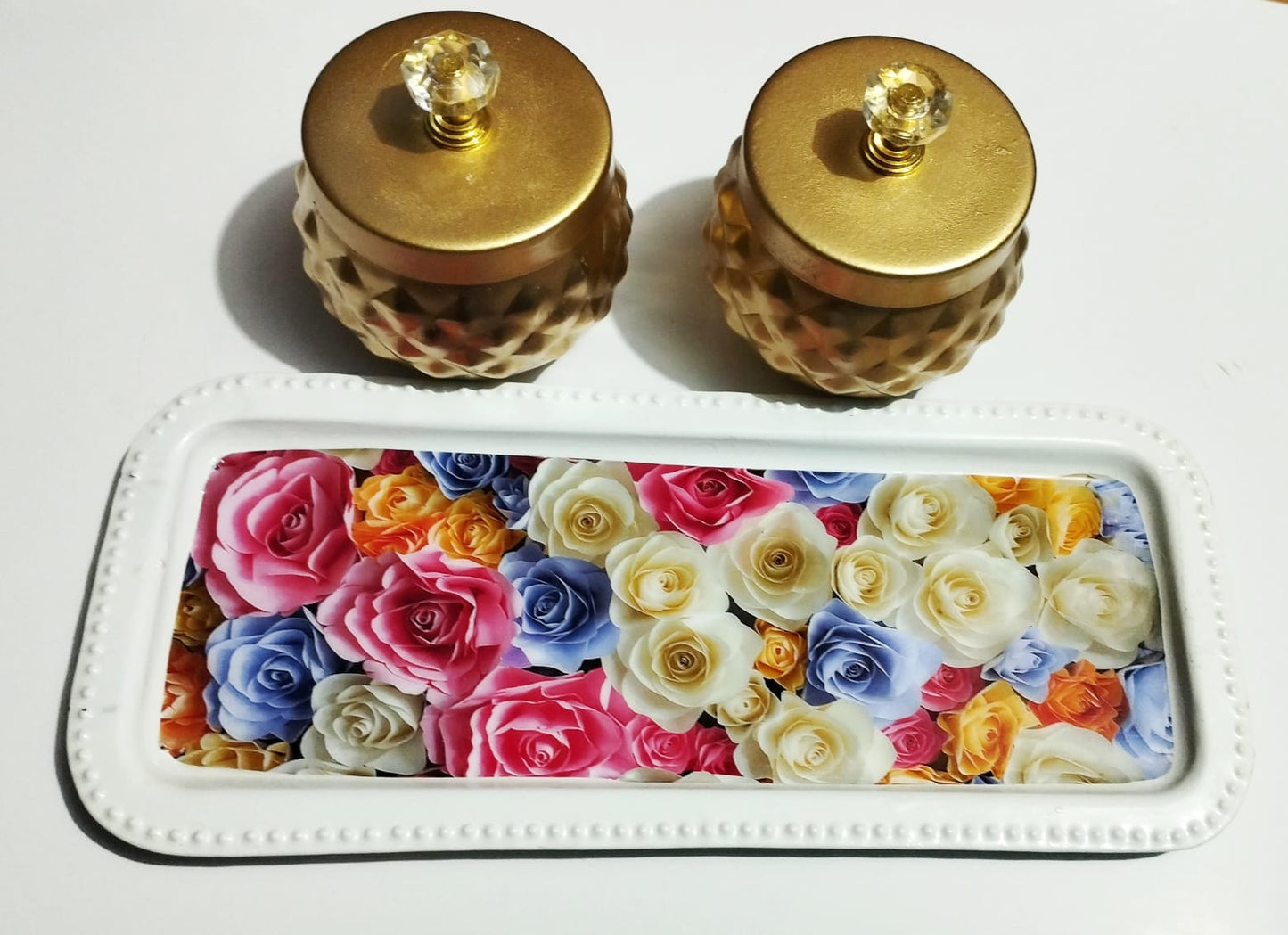 Beautiful Tray With 2 Jar (Iron Made)
