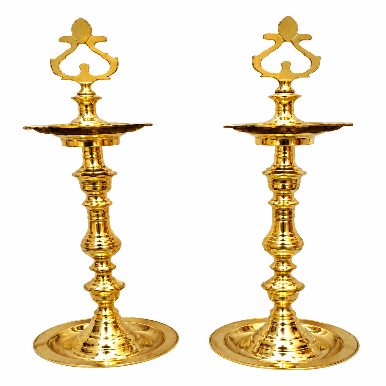 Nachiarkoil Brass lamps - 16 Inches - 2.5kg - Set of 2