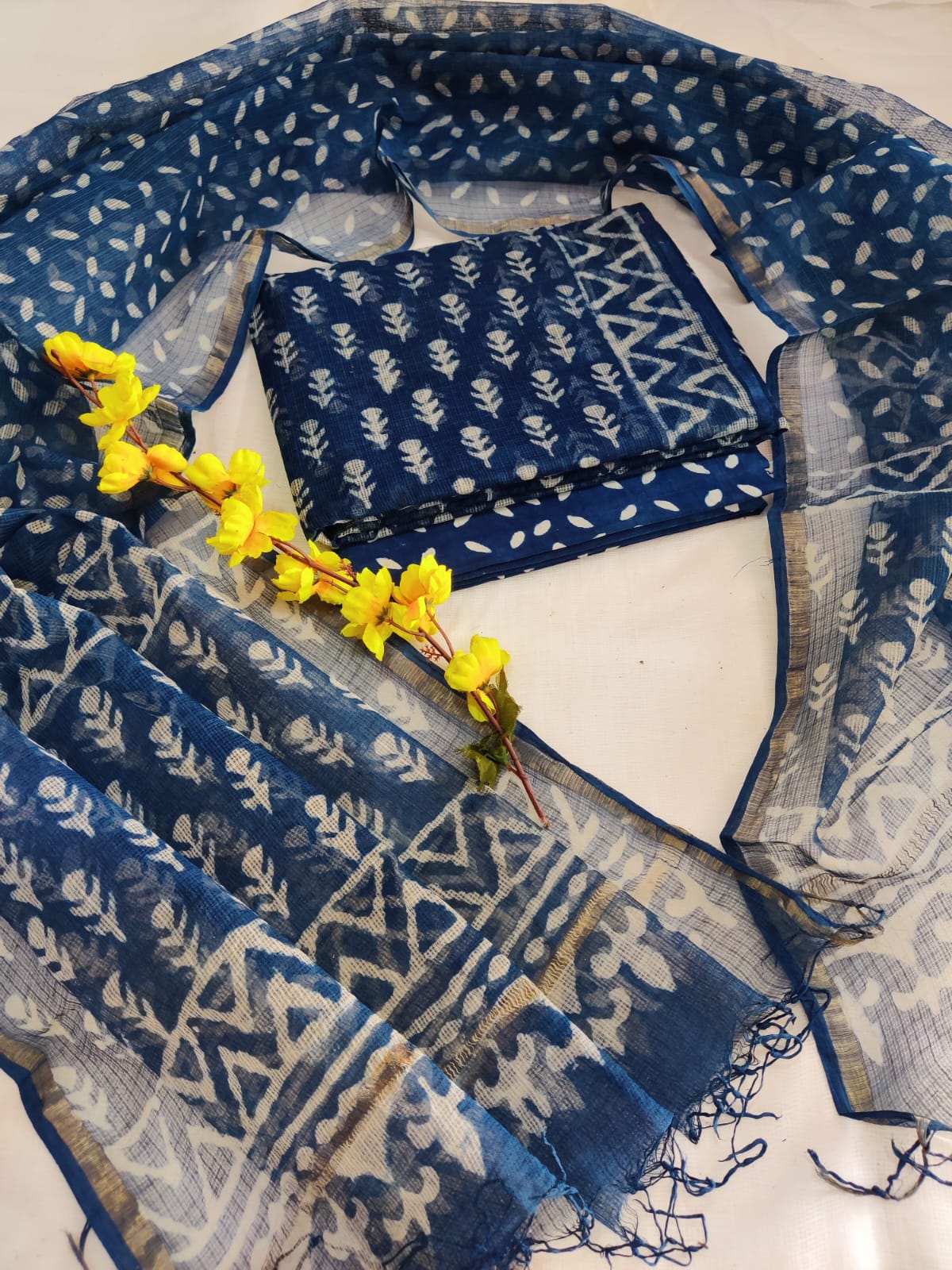 Exclusive Traditional Collection In Summer Wear Hand Block Printed Kota Doriya Suit Material