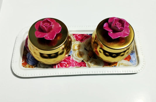 Beautiful Tray With 2 Jar (Iron Made)