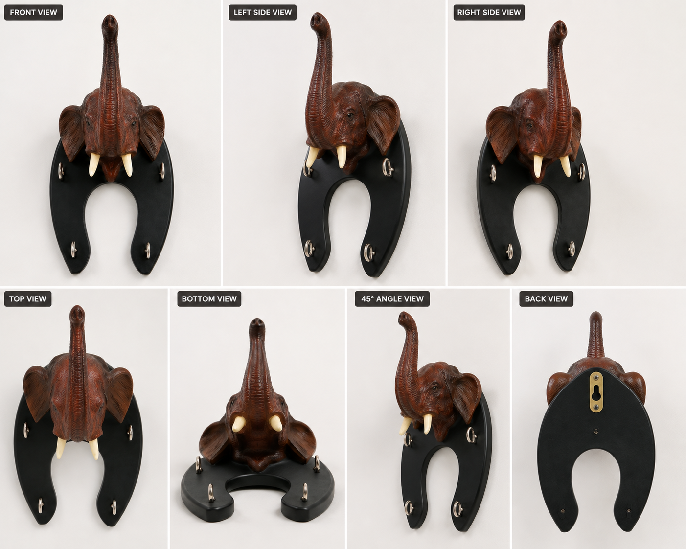Leather Elephant Face Key Stand